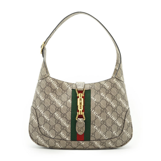 Gucci x Balenciaga The Hacker Project GG Coated Canvas Supreme Jackie 1961 Small Shoulder Bag