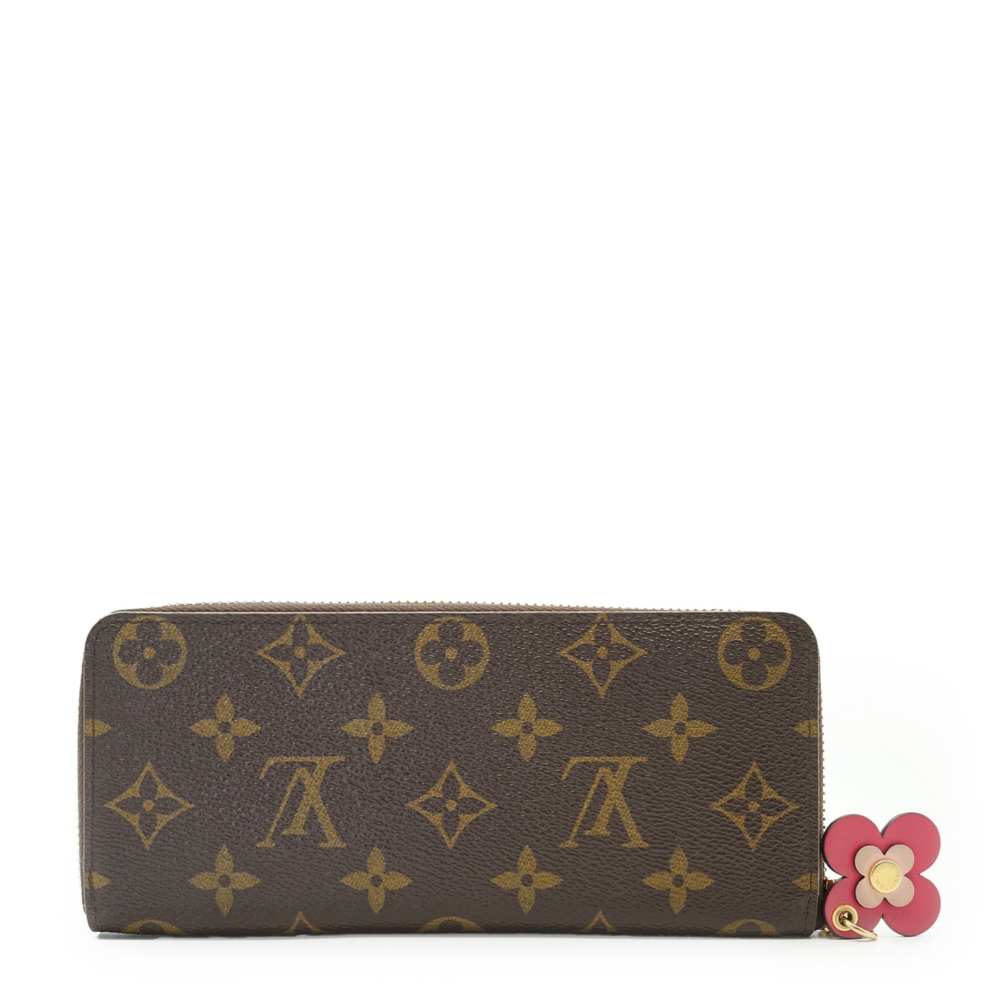 Monogram Portefeuille Clemence Pink Flower Charm Long Wallet