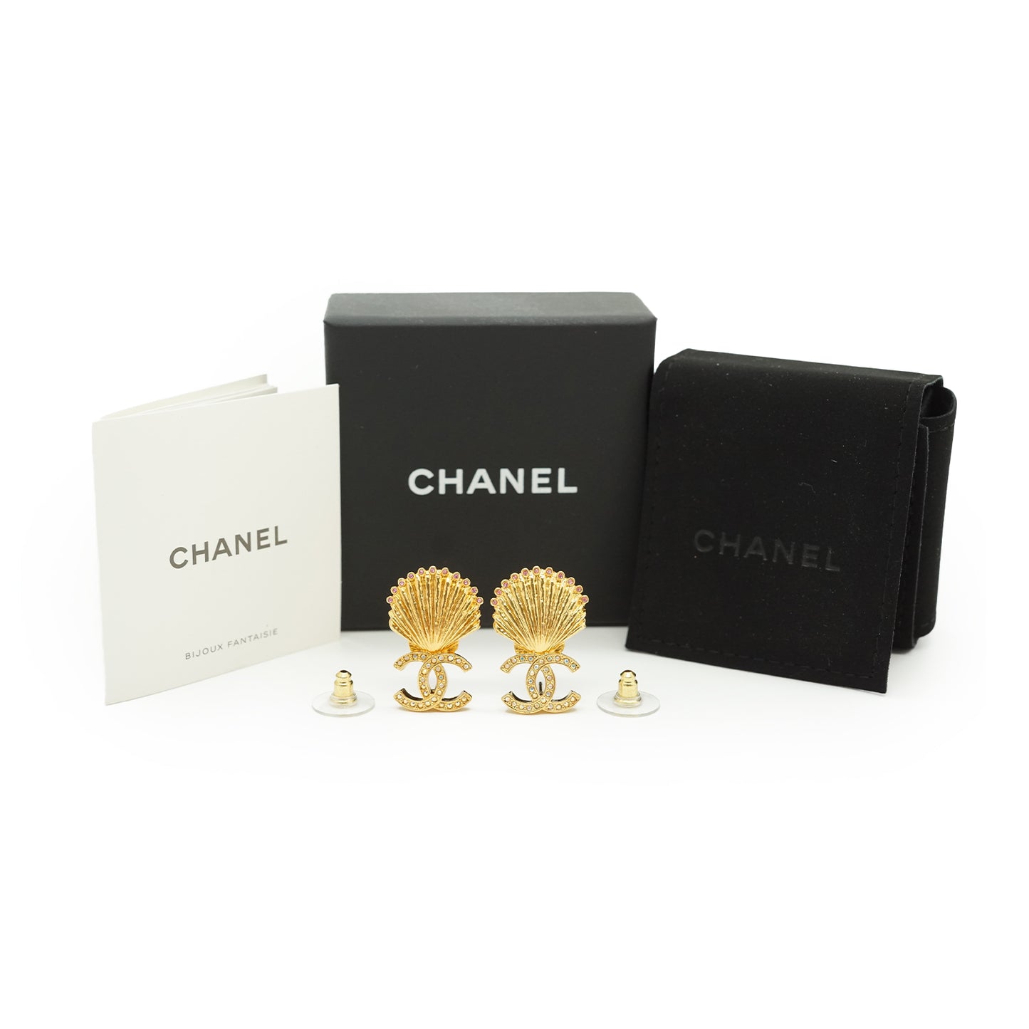 CC Shell Pink Crystal Earrings