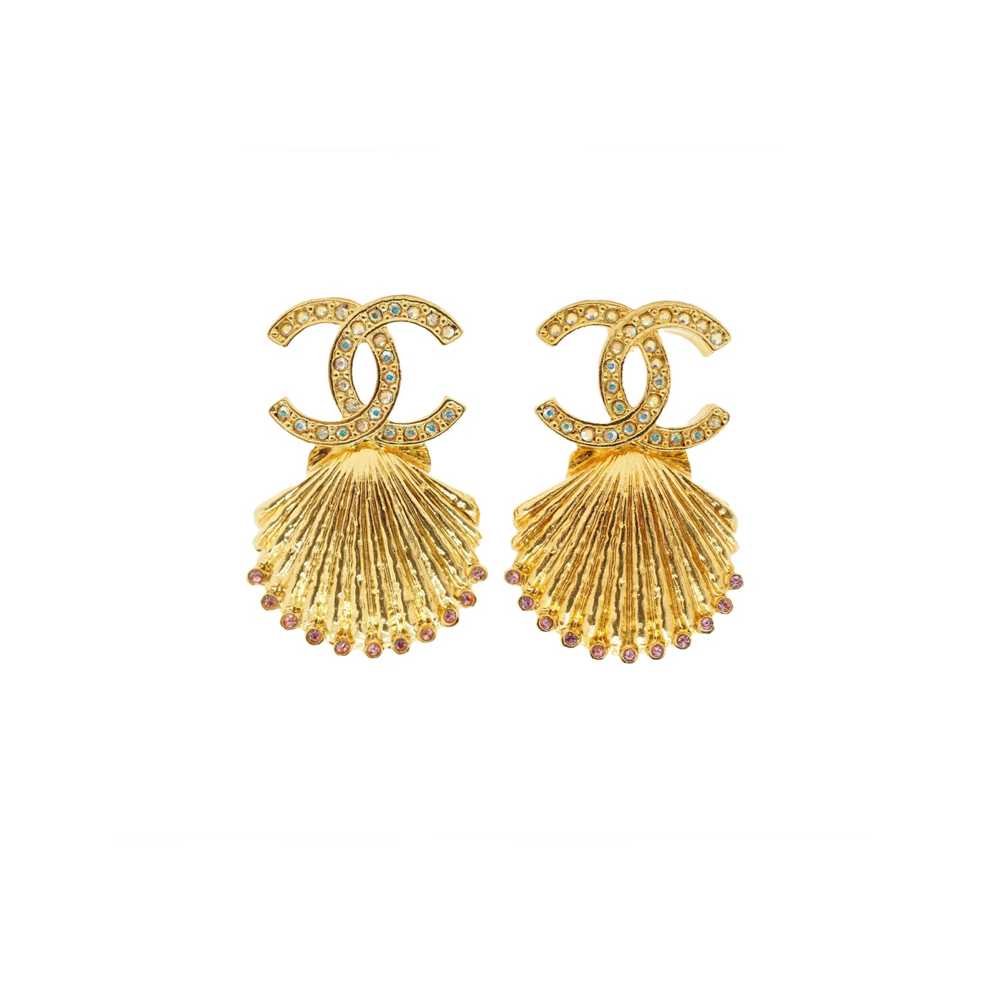 CC Shell Pink Crystal Earrings