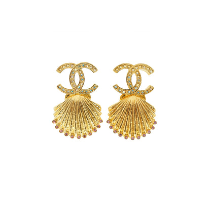 CC Shell Pink Crystal Earrings