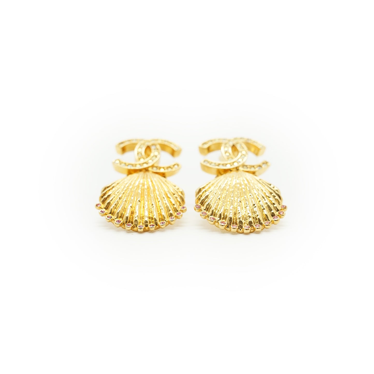 CC Shell Pink Crystal Earrings