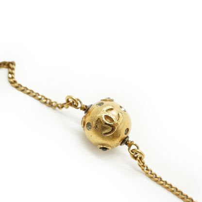 CC Faux Pearl and Rhinestone Long Chain Necklace