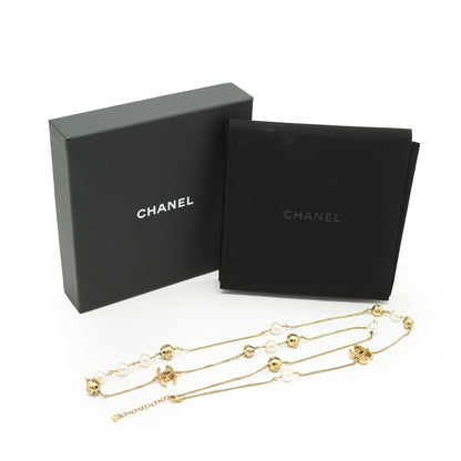 CC Faux Pearl and Rhinestone Long Chain Necklace