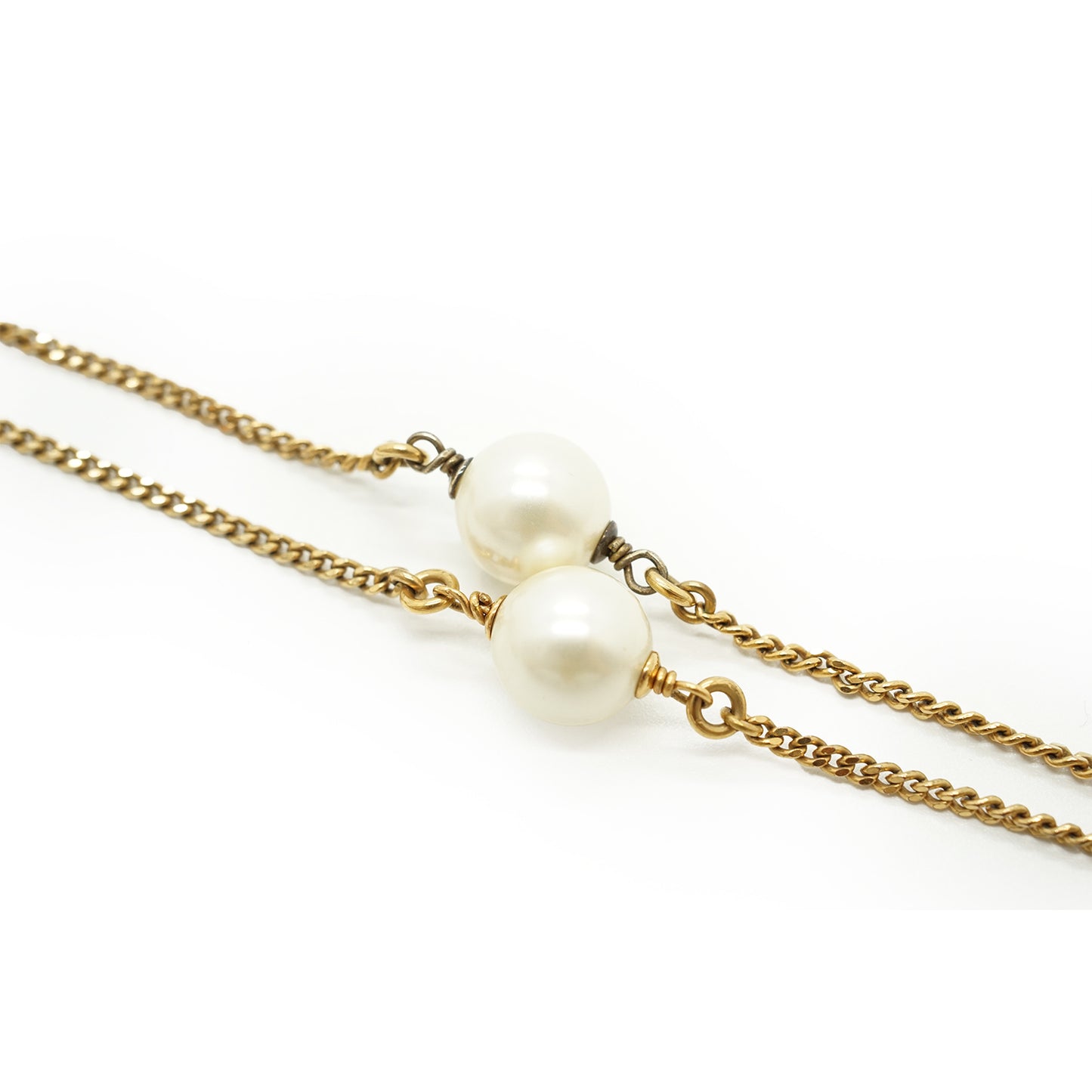 CC Faux Pearl and Rhinestone Long Chain Necklace