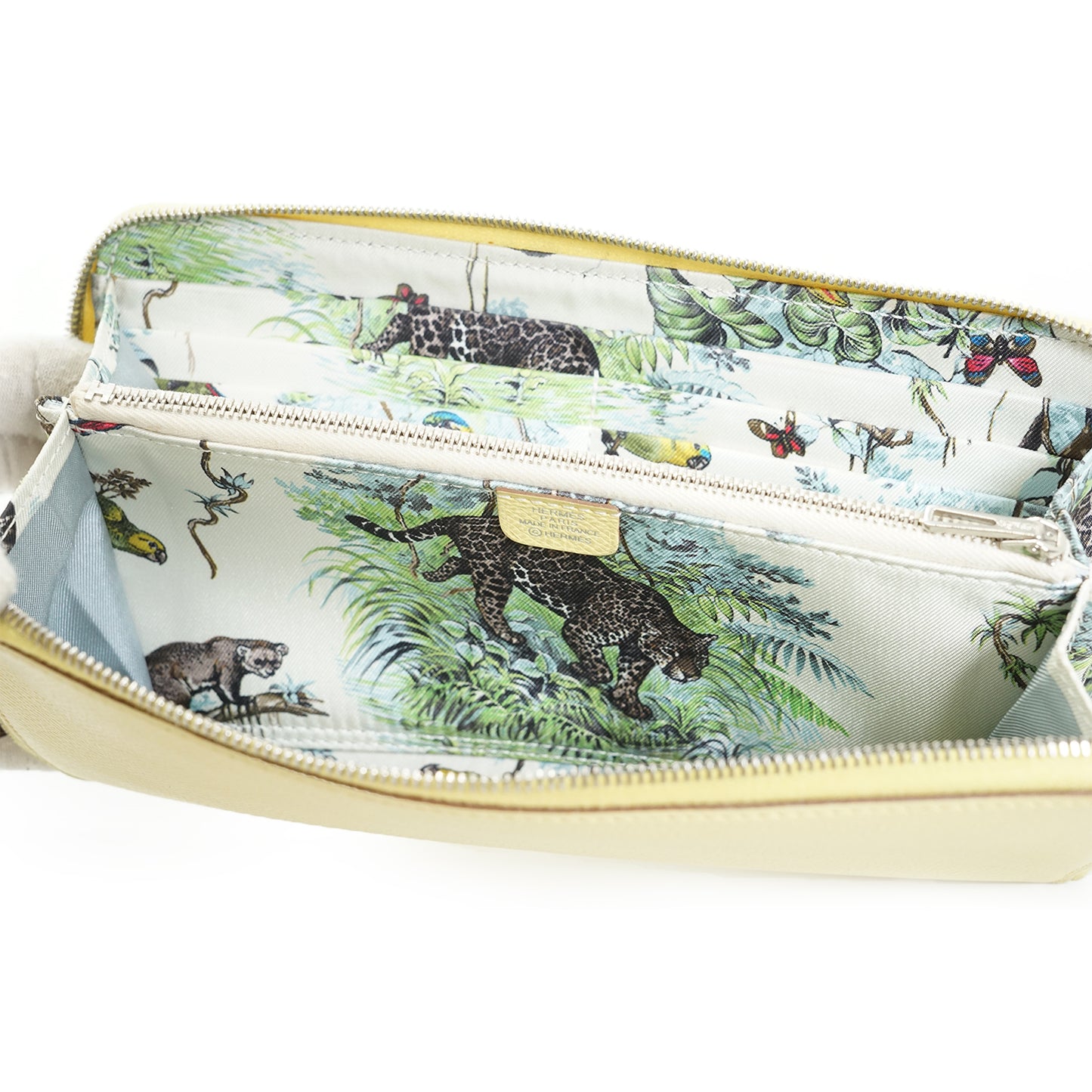 Epsom Jaune Poussin Palladium Equateur Azap Silk-in Long Wallet