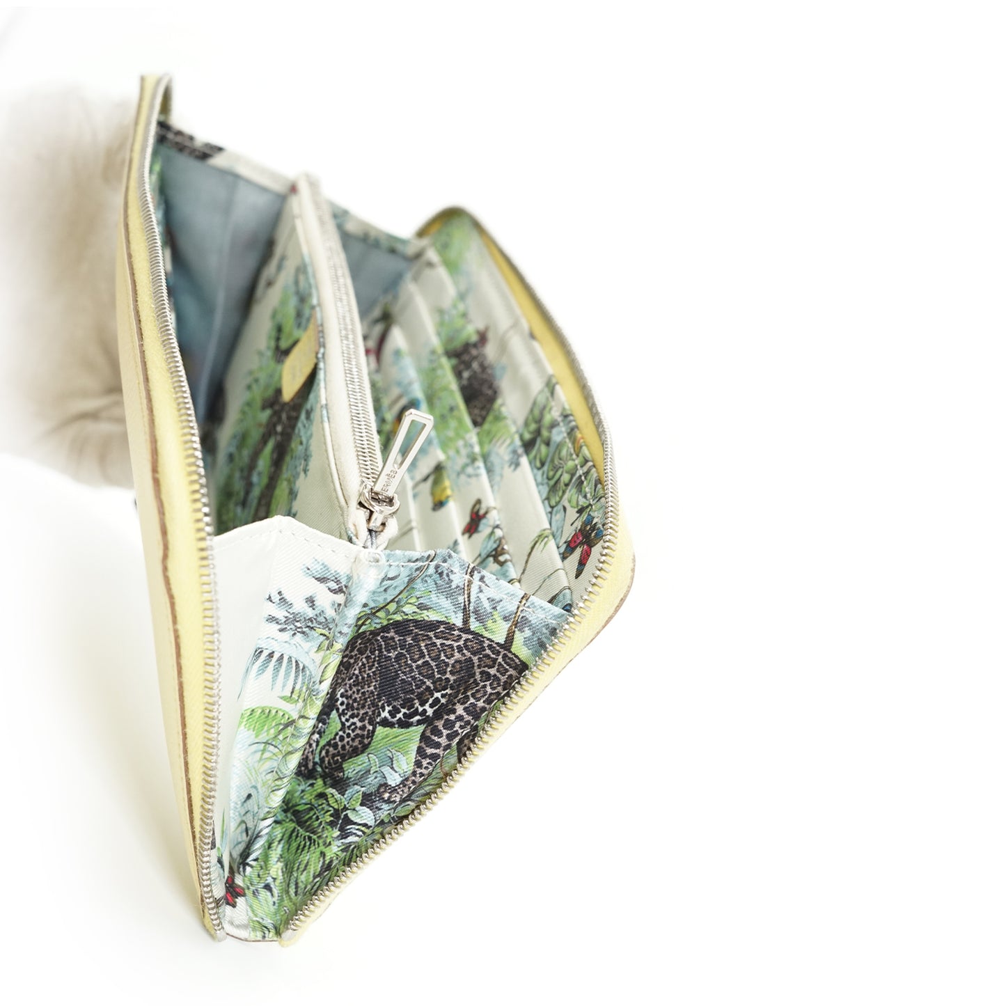 Epsom Jaune Poussin Palladium Equateur Azap Silk-in Long Wallet