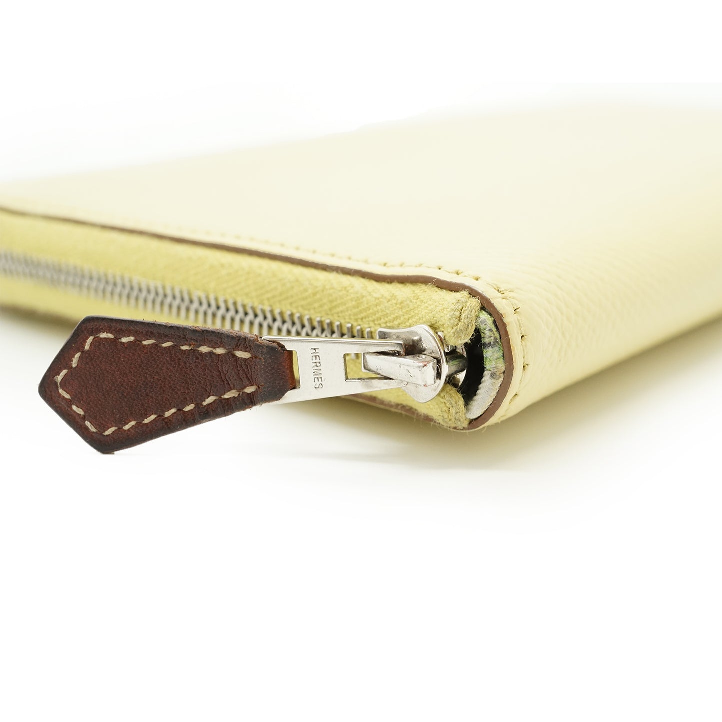 Epsom Jaune Poussin Palladium Equateur Azap Silk-in Long Wallet