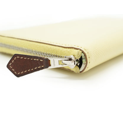 Epsom Jaune Poussin Palladium Equateur Azap Silk-in Long Wallet