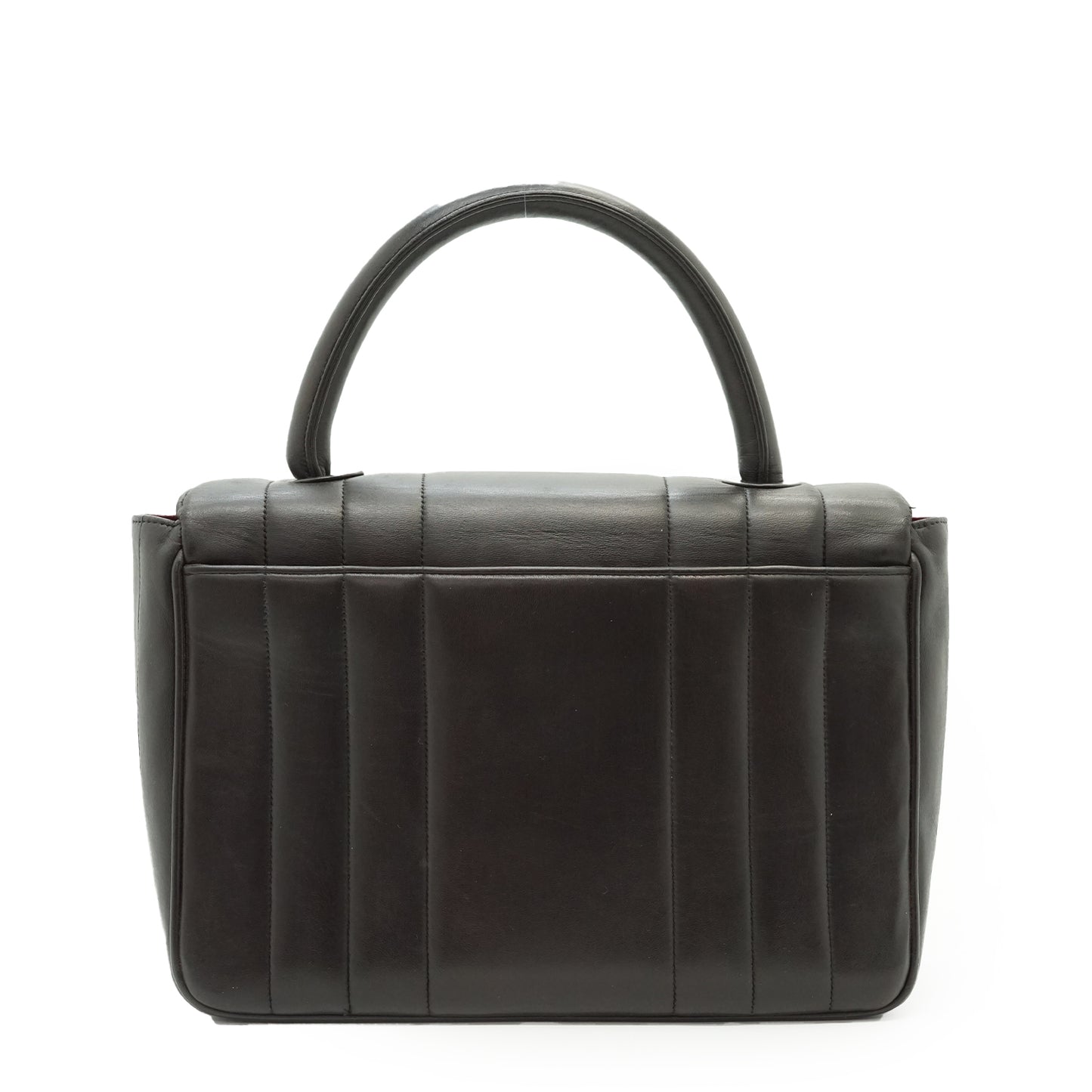 Vertical Quilted Lambskin Mademoiselle Top Handle Bag
