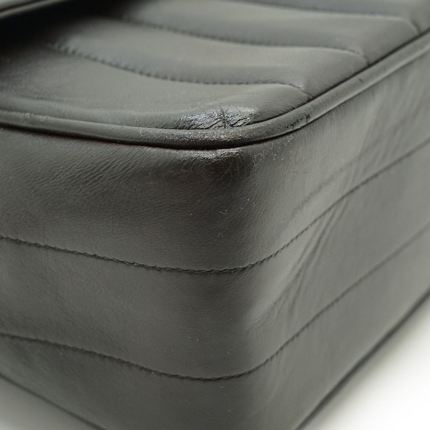 Vertical Quilted Lambskin Mademoiselle Top Handle Bag