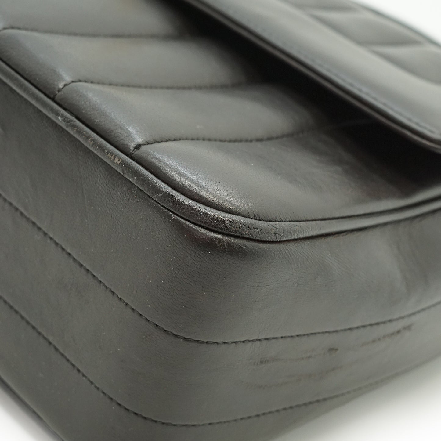 Vertical Quilted Lambskin Mademoiselle Top Handle Bag
