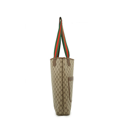Vintage GG Supreme Coated Canvas Sherry Line Front Pocket Tote