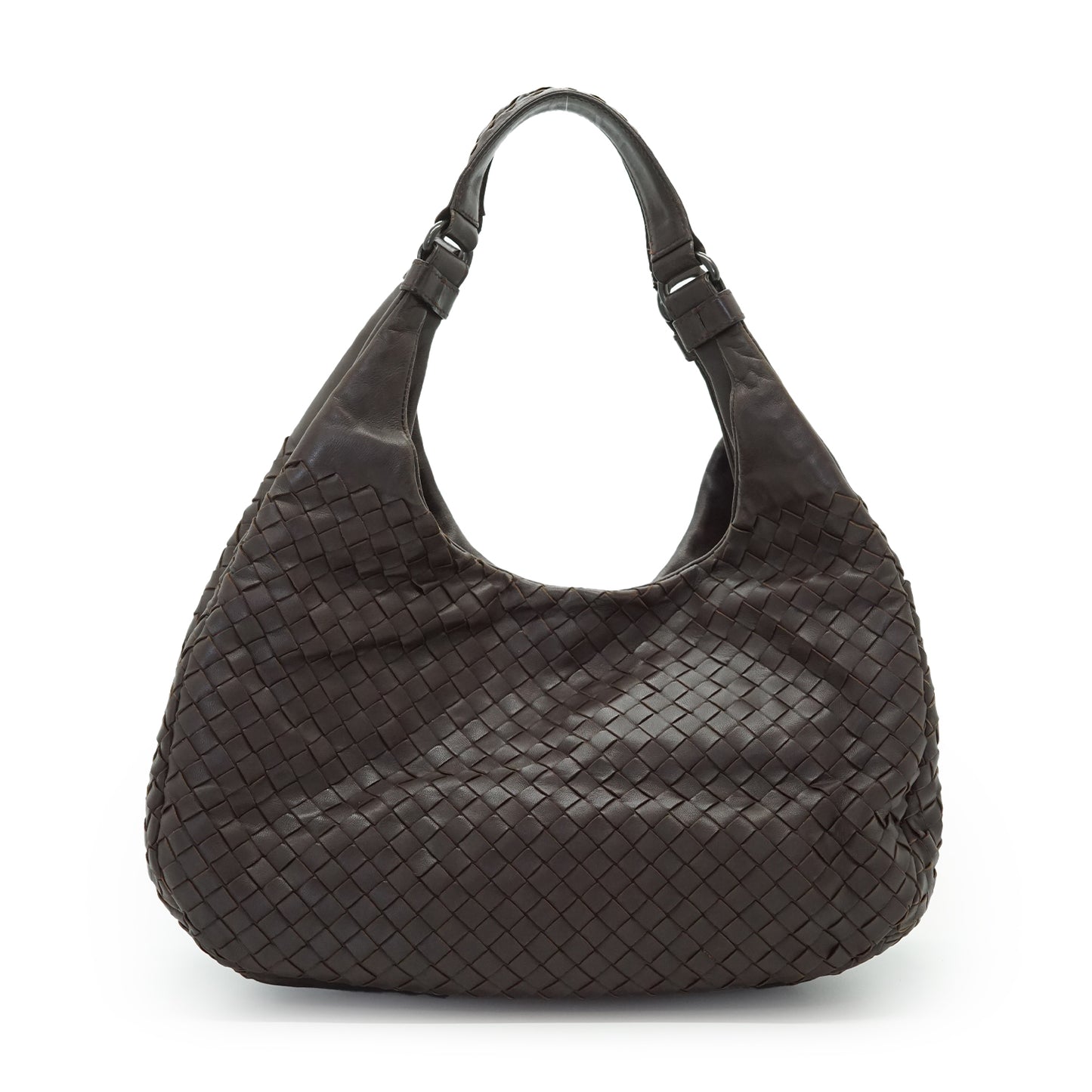 Intrecciato Woven Nappa Campana Medium Ebano Aged Metal