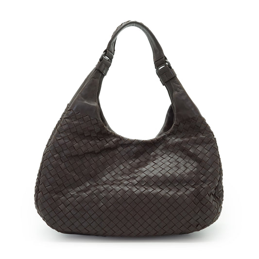 Intrecciato Woven Nappa Campana Medium Ebano Aged Metal