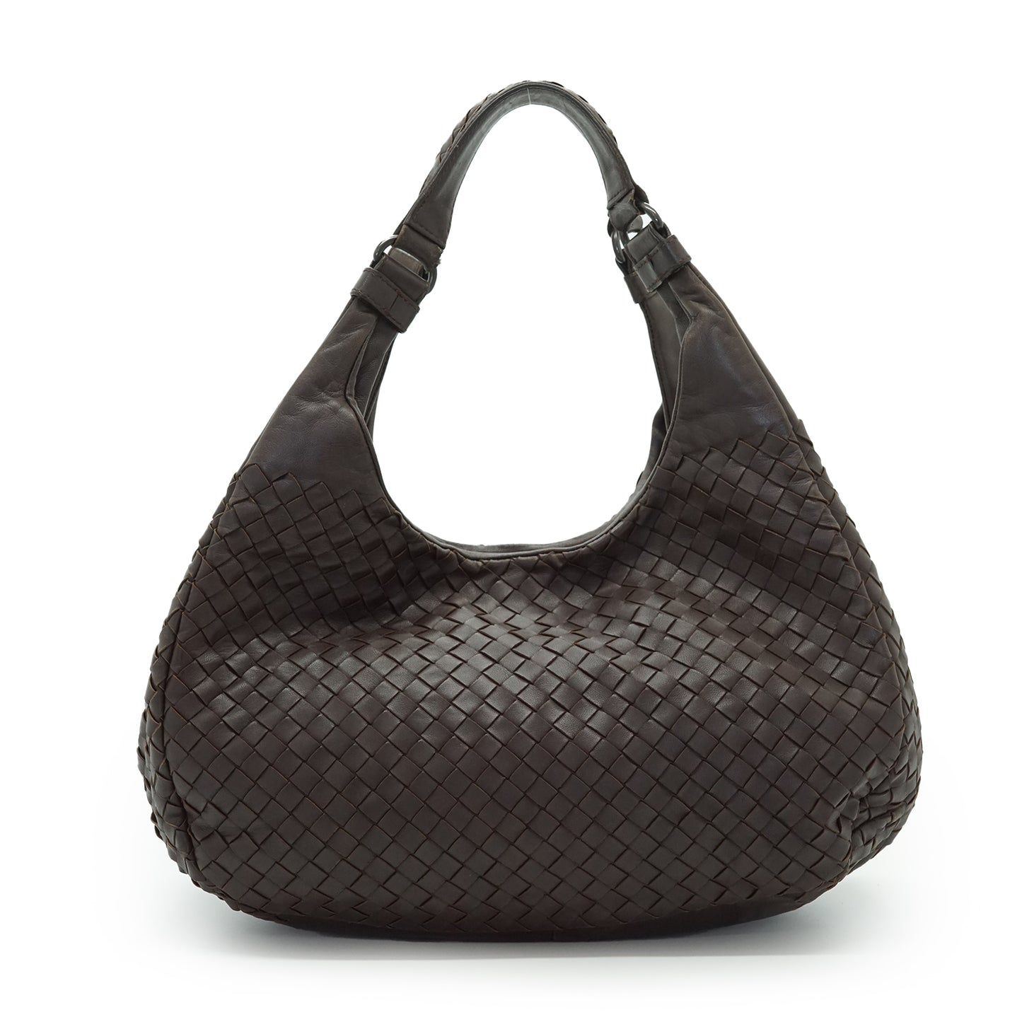 Intrecciato Woven Nappa Campana Medium Ebano Aged Metal