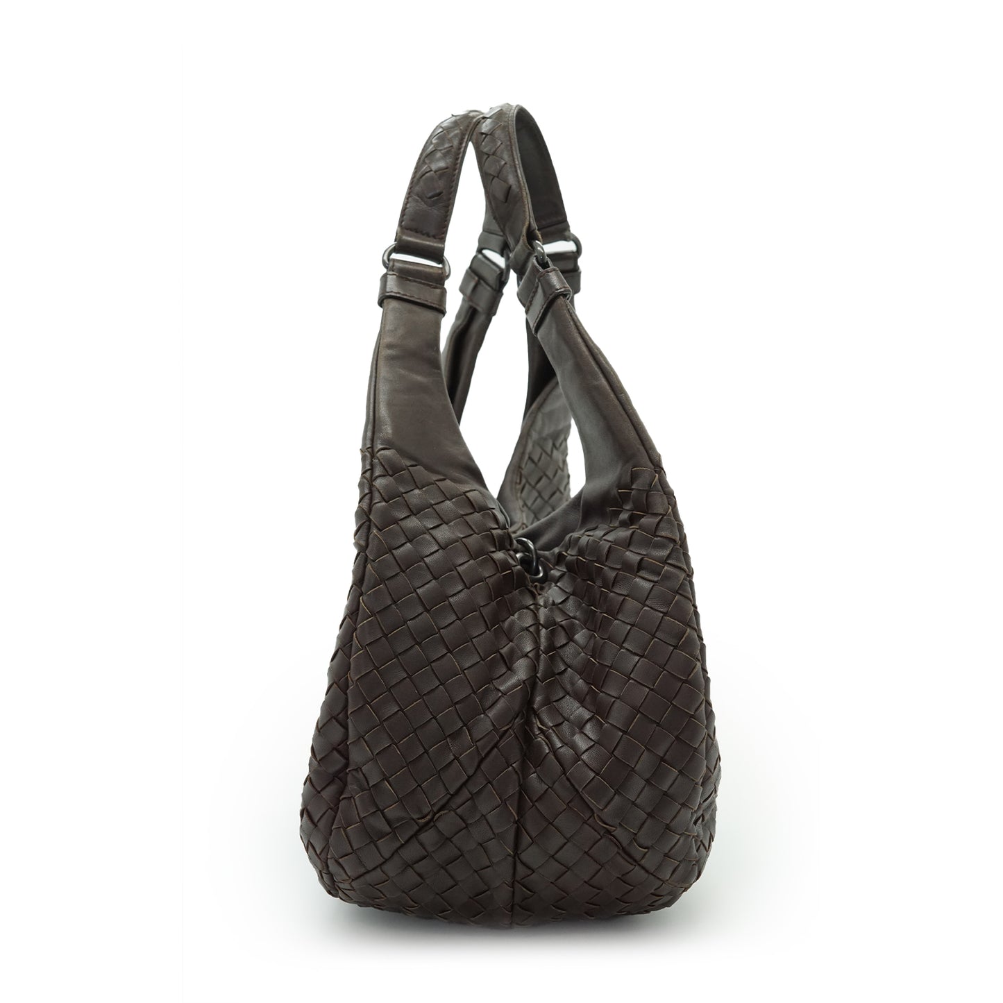 Intrecciato Woven Nappa Campana Medium Ebano Aged Metal