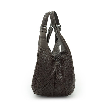 Intrecciato Woven Nappa Campana Medium Ebano Aged Metal