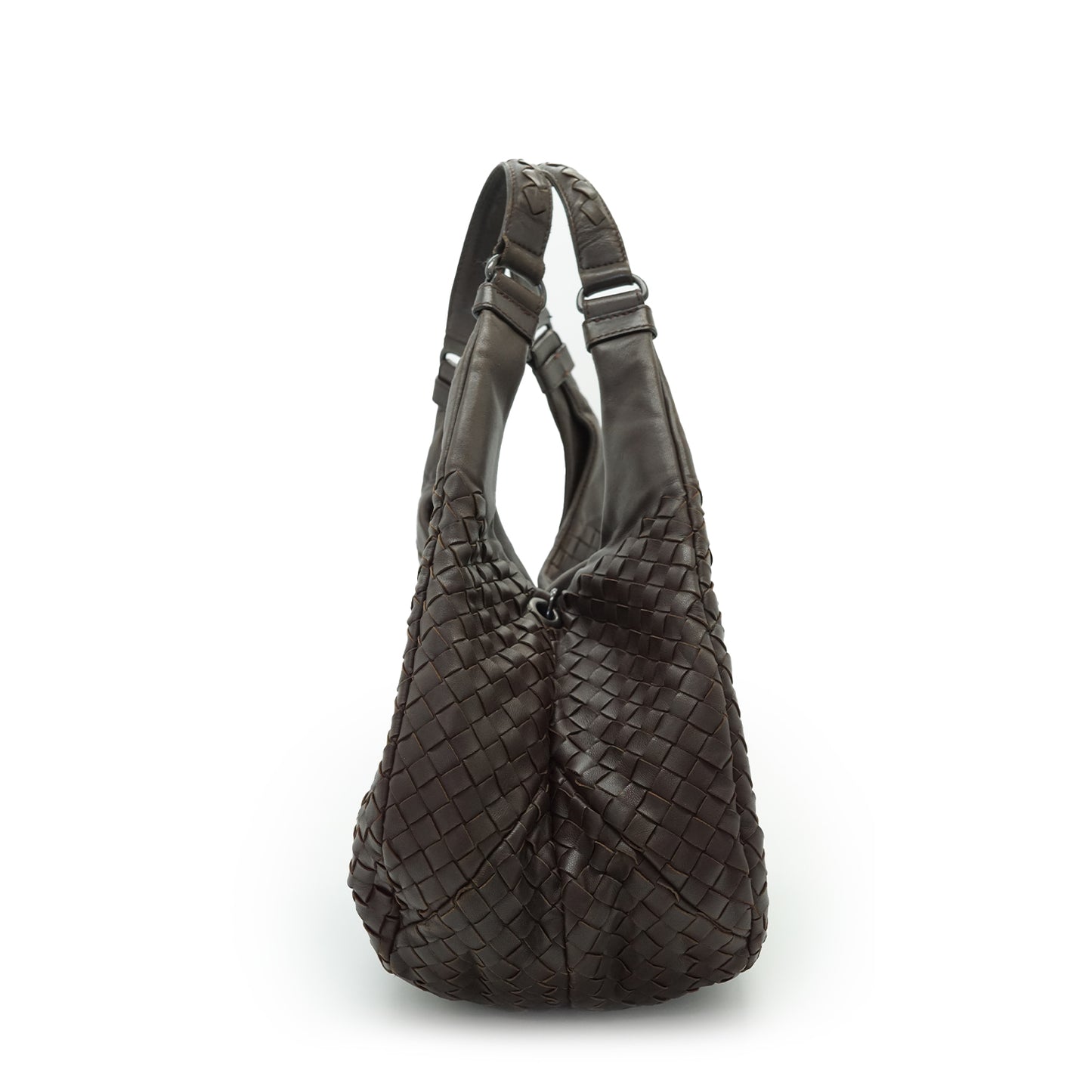 Intrecciato Woven Nappa Campana Medium Ebano Aged Metal