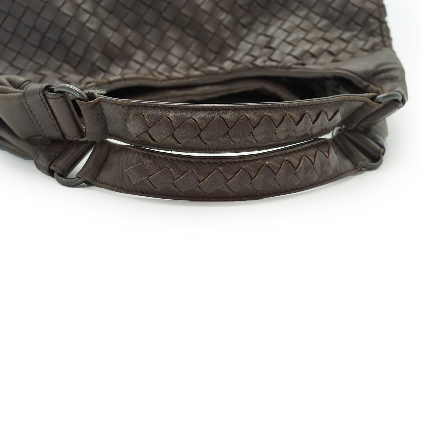 Intrecciato Woven Nappa Campana Medium Ebano Aged Metal
