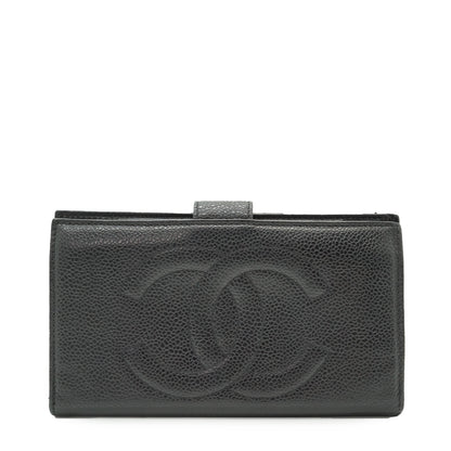 CC Caviar Skin Bifold Long Wallet