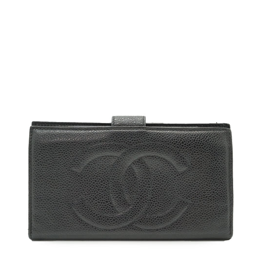 CC Caviar Skin Bifold Long Wallet