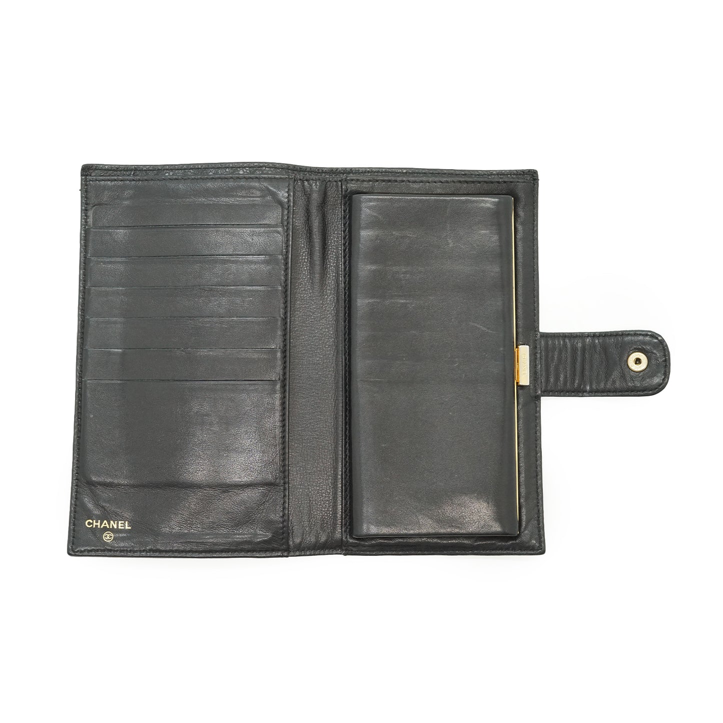 CC Caviar Skin Bifold Long Wallet