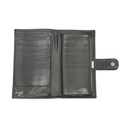 CC Caviar Skin Bifold Long Wallet