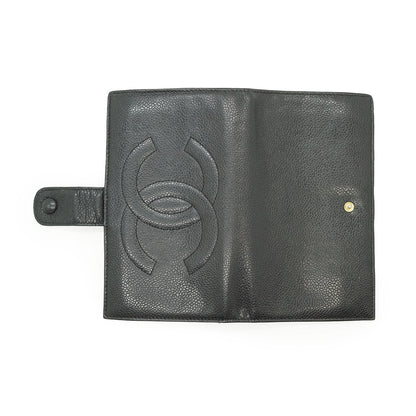 CC Caviar Skin Bifold Long Wallet