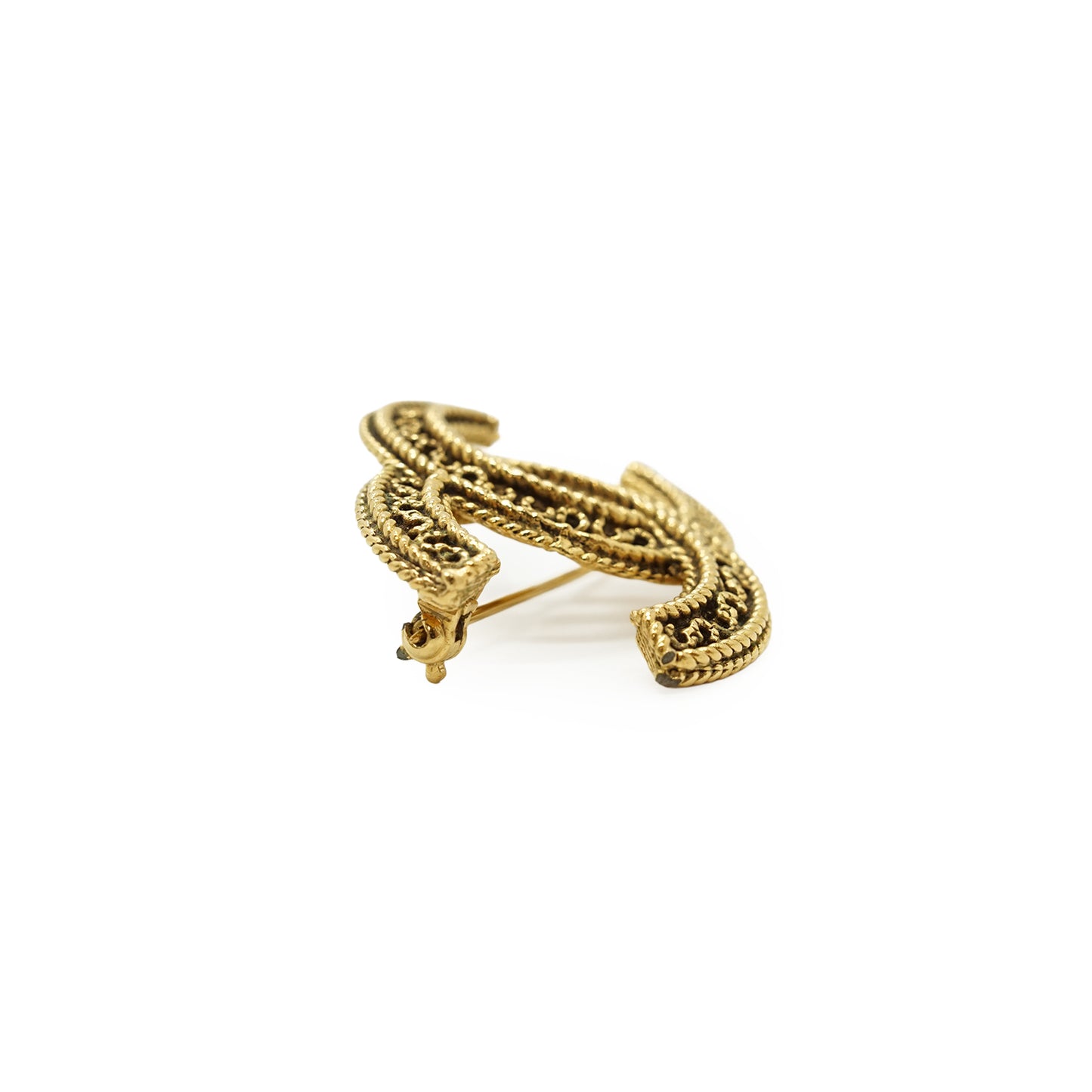 Vintage CC Filigree Rope Brooch Small