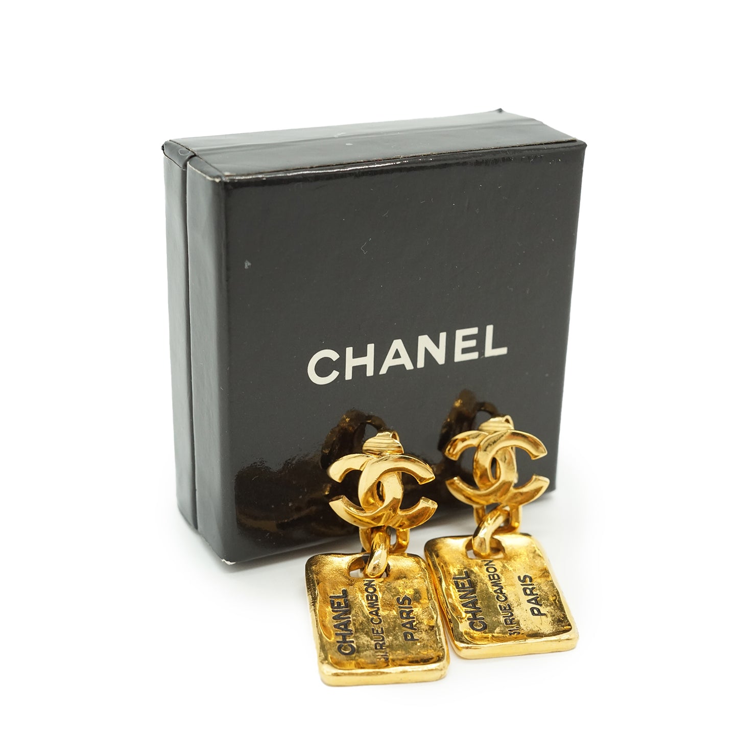 CC 31 Rue Cambon Plate Drop Clip-on Earrings