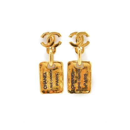CC 31 Rue Cambon Plate Drop Clip-on Earrings