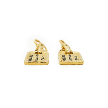 CC 31 Rue Cambon Plate Drop Clip-on Earrings