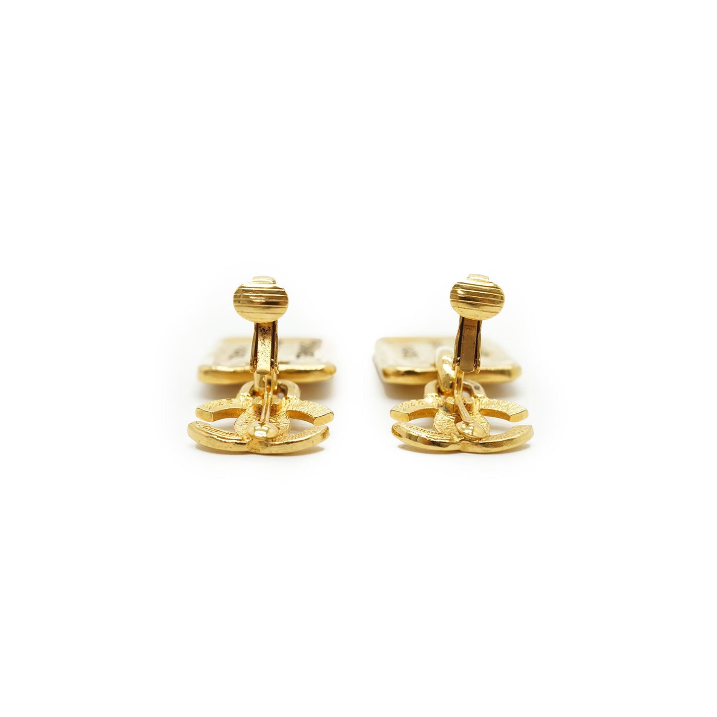 CC 31 Rue Cambon Plate Drop Clip-on Earrings