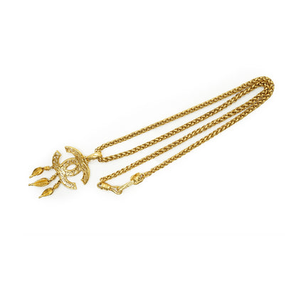 CC Filigree Fringe Pendant Long Necklace GP