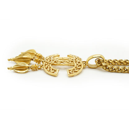 CC Filigree Fringe Pendant Long Necklace GP