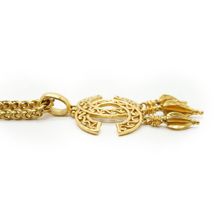 CC Filigree Fringe Pendant Long Necklace GP