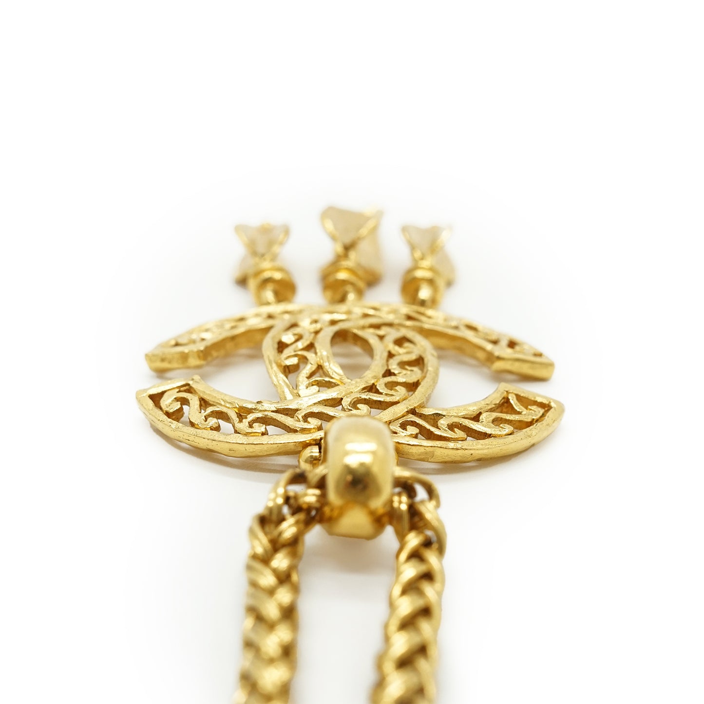 CC Filigree Fringe Pendant Long Necklace GP