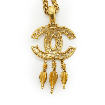CC Filigree Fringe Pendant Long Necklace GP