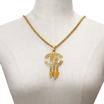 CC Filigree Fringe Pendant Long Necklace GP
