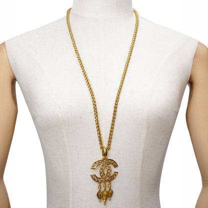 CC Filigree Fringe Pendant Long Necklace GP