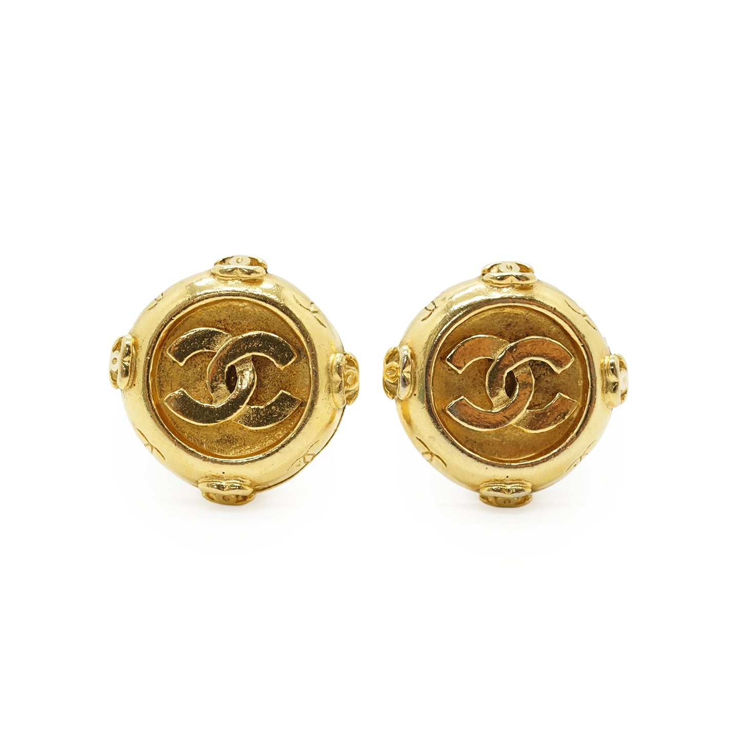 Vintage Multiple CC Round Clip-on Earrings GP