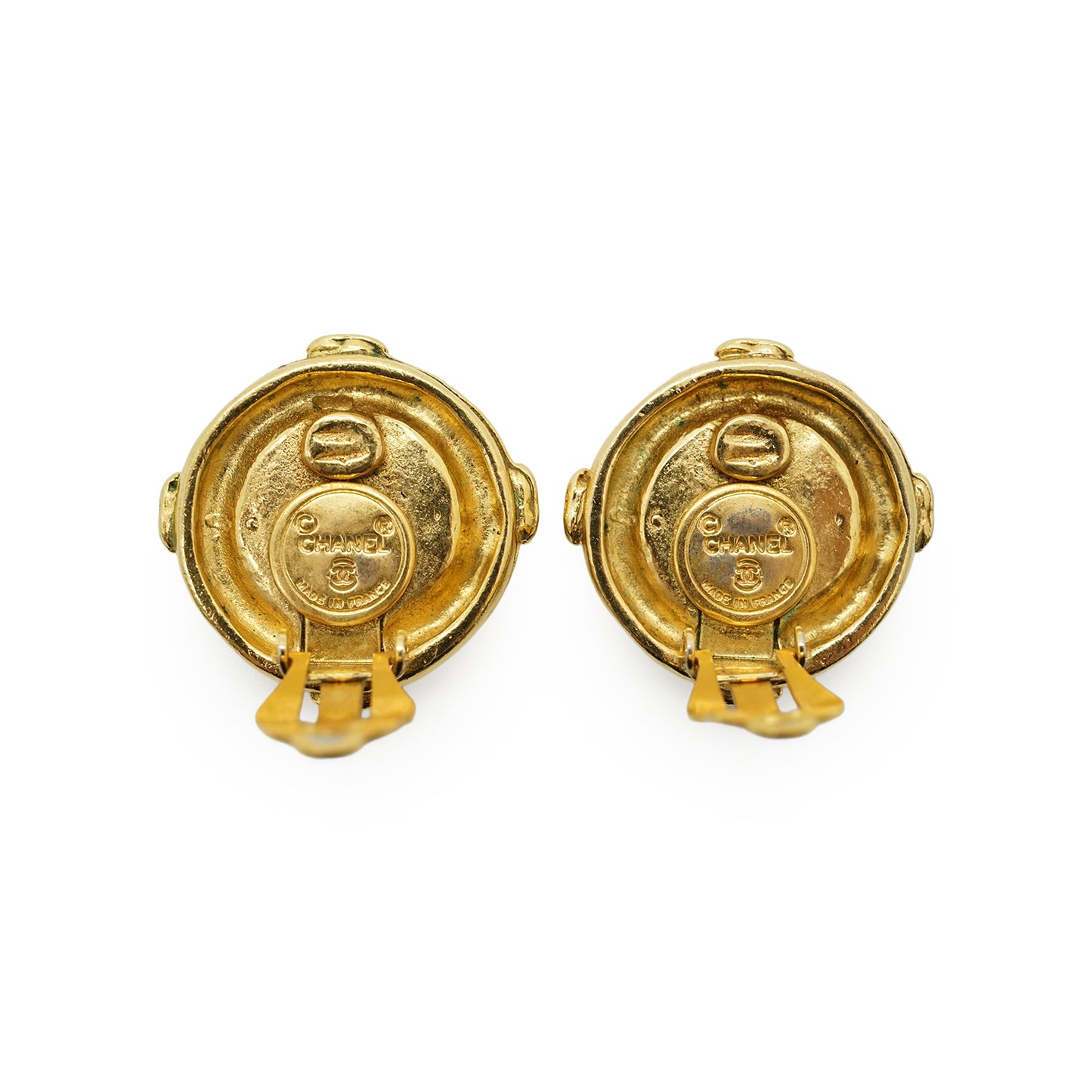 Vintage Multiple CC Round Clip-on Earrings GP