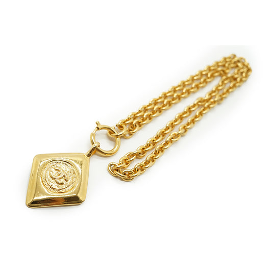 Vintage CC Diamond-shaped Pendant Necklace GP