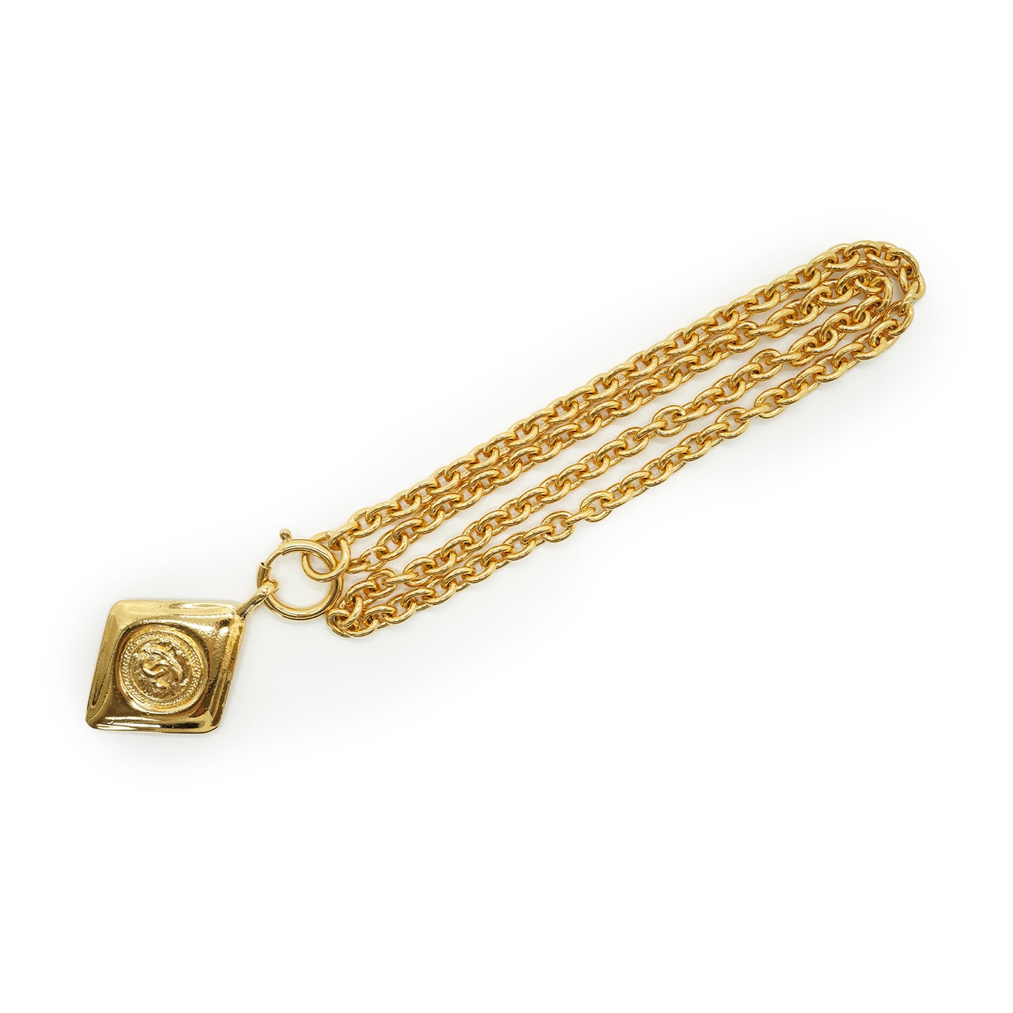 Vintage CC Diamond-shaped Pendant Necklace GP
