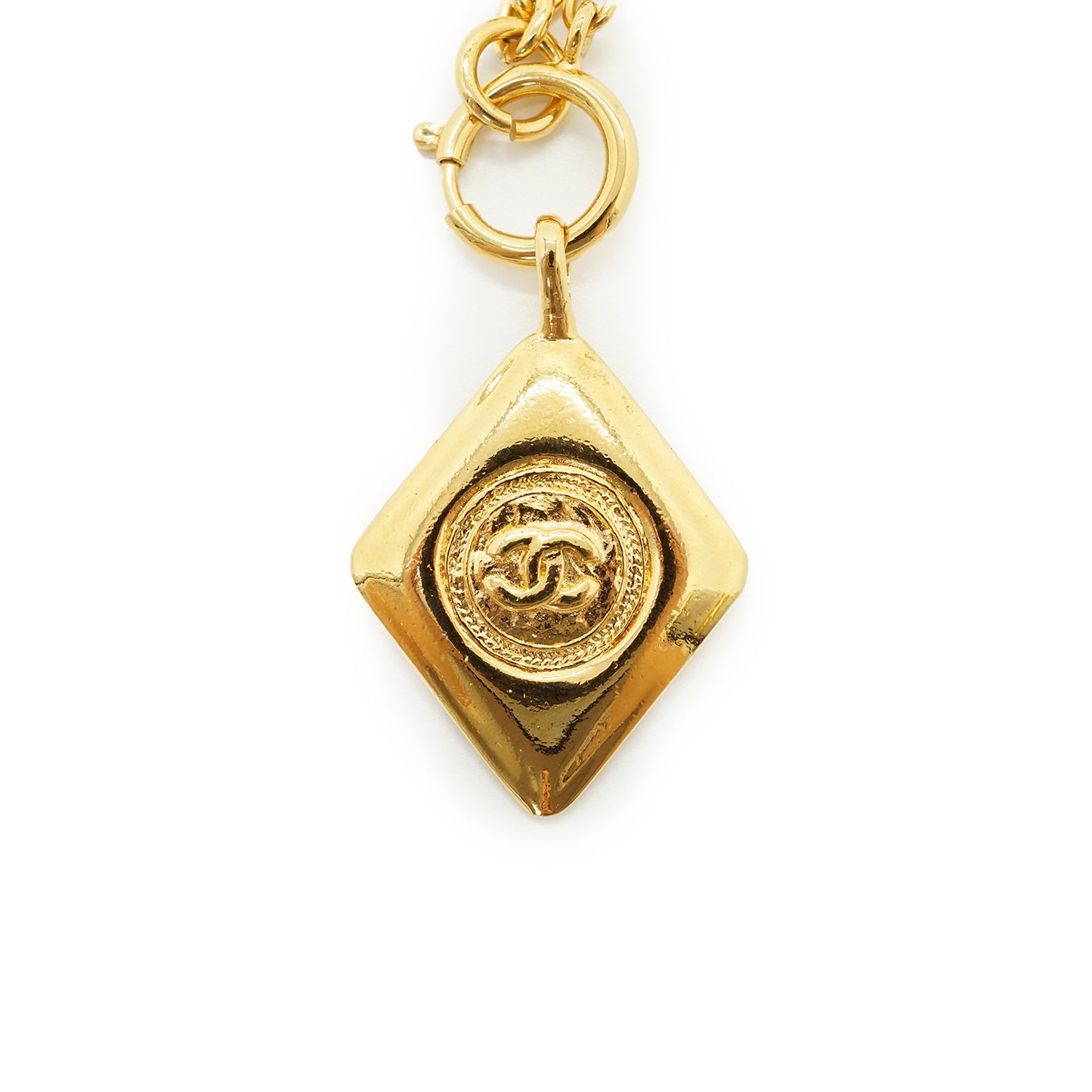 Vintage CC Diamond-shaped Pendant Necklace GP