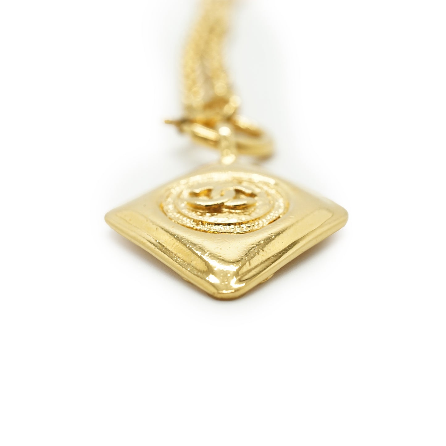 Vintage CC Diamond-shaped Pendant Necklace GP