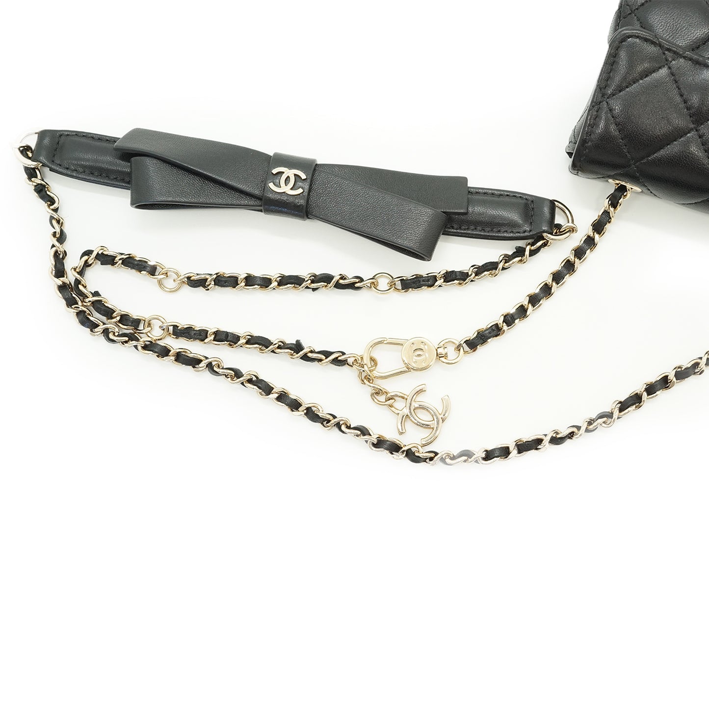 Lambskin Matelasse Ribbon Mini Chain Convertible Shoulder Bag