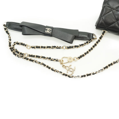 Lambskin Matelasse Ribbon Mini Chain Convertible Shoulder Bag
