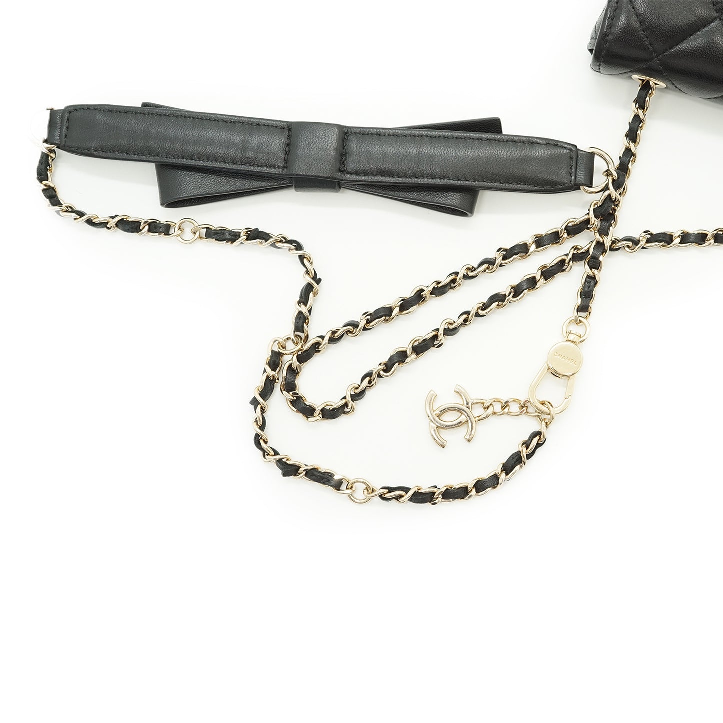 Lambskin Matelasse Ribbon Mini Chain Convertible Shoulder Bag